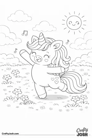 You may never have seen such a happy unicorn as this one that is dancing happily in a field
