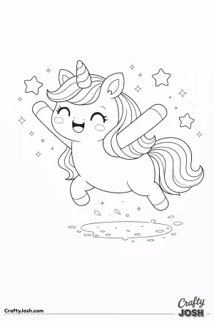 Cute kawaii unicorn jumping happily