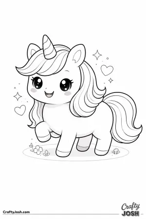 Kawaii unicorn in a friendly pose