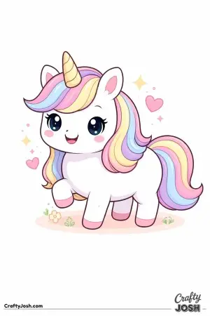Kawaii unicorn in a friendly pose