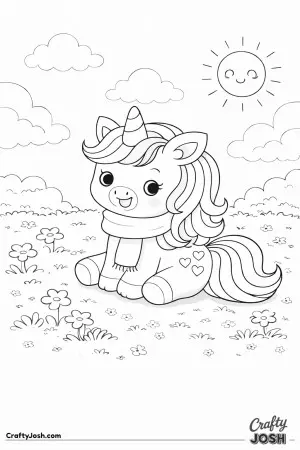 Cute kawaii unicorn wearing a scarf