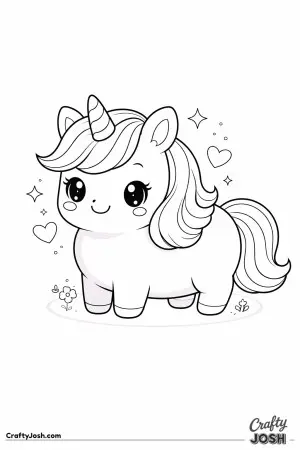 Cute kawaii unicorn with a rounded body