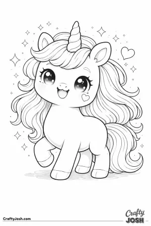 Kawaii unicorn with a small heart on its cheek
