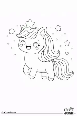 Cute kawaii unicorn with a star on its horn