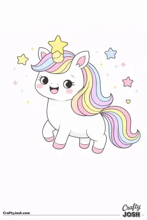 Cute kawaii unicorn with a star on its horn