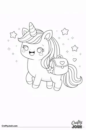 Cute kawaii unicorn with a backpack