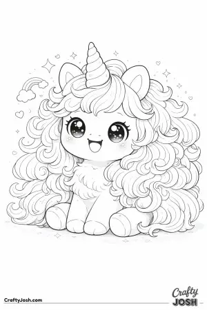 Kawaii unicorn with big eyes and a fluffy mane