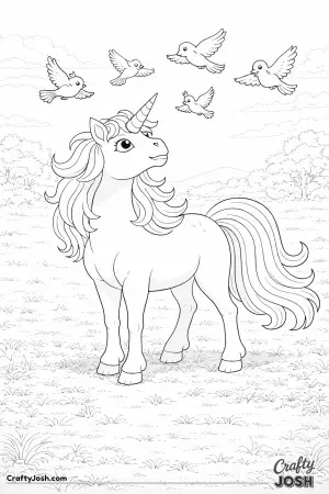 These beautiful birds have found a unicorn and don't seem to want to leave her alone