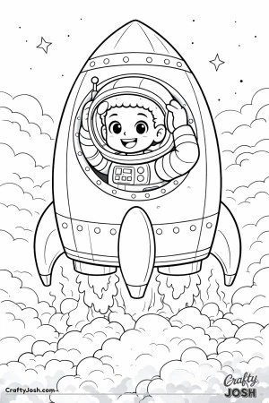 Astronaut adjusts his helmet while riding inside a rocket as it lifts UP