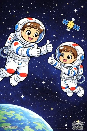 Double thumbs up in zero gravity!