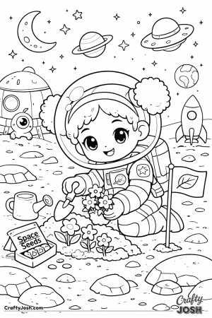 Whee! This happy astronaut is tumbling upside down through space, giggling as stars float all around him.