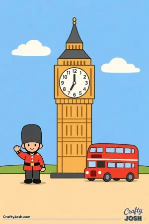 This scene shows Big Ben with a classic double-decker bus adding a cheerful London feel
