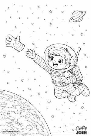 Oops! This cheerful astronaut is drifting sideways through space, laughing as a runaway glove floats just out of reach.