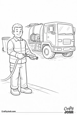 Bin washing truck worker