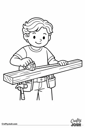 Carpenter measuring plank