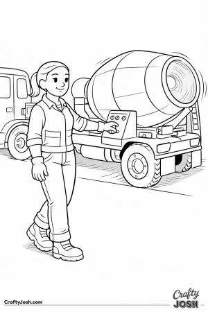 Cement mixer operator spinning drum