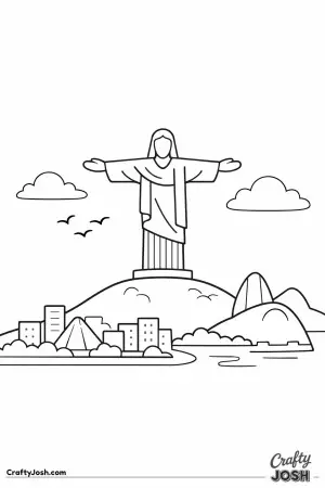 High above the city, the Christ the Redeemer statue stretches its arms wide, watching over Rio de Janeiro from a peaceful hilltop.