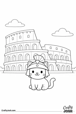 This friendly Colosseum scene was inspired by the bright, simple colors of the original artwork.