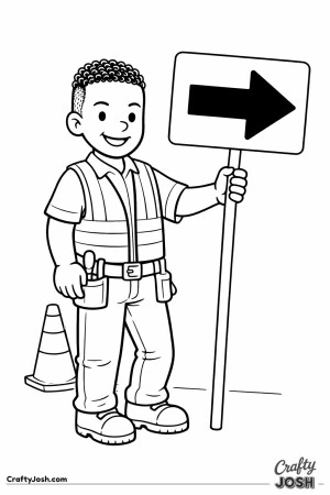 Construction flagger direction sign