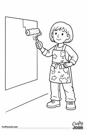 Construction painter wall painting