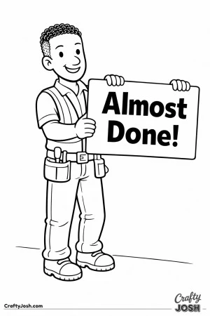 Construction worker almost done sign