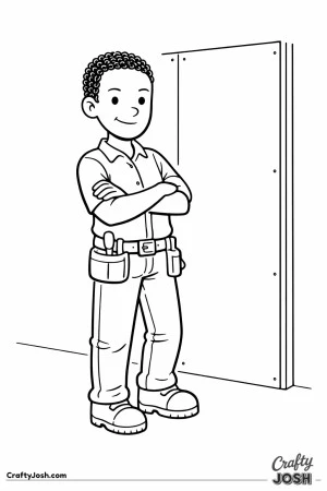 Construction worker finished wall