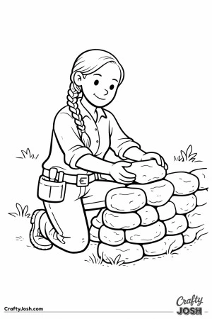 Construction worker garden wall