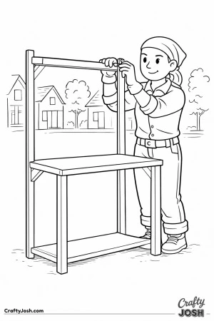 Construction worker market stall build