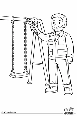 Construction worker playground repair