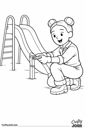 Construction worker playground slide build