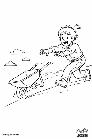 Construction worker runaway wheelbarrow