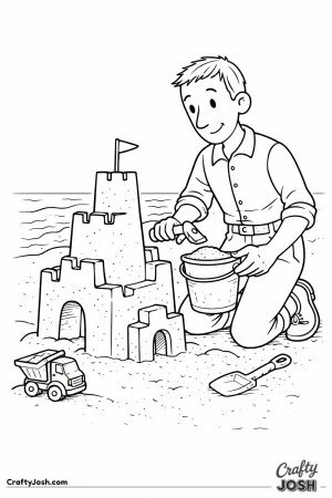Construction worker sandcastle builder