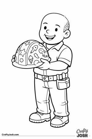 Construction worker sticker hard hat