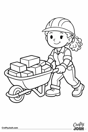 Construction worker wheelbarrow