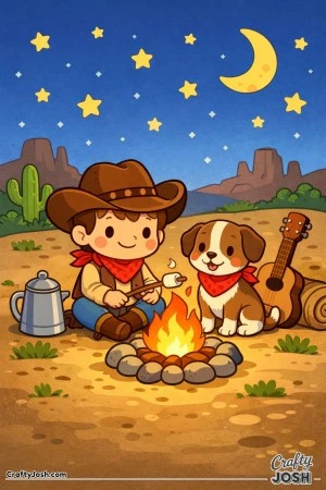 Yeehaw! This happy young cowboy is waving hello while standing proudly beside his trusty horse on a sunny day.