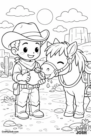 A sunny desert day turns into a sweet pit stop as a friendly cowboy shares a cool sip with his thirsty horse.