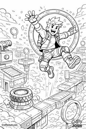 In this Fortnite inspired scene, use your imagination and own color choices to bring this illustration to life.