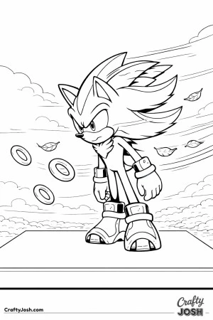 Shadow leans forward against powerful wind as rings and leaves drift past him