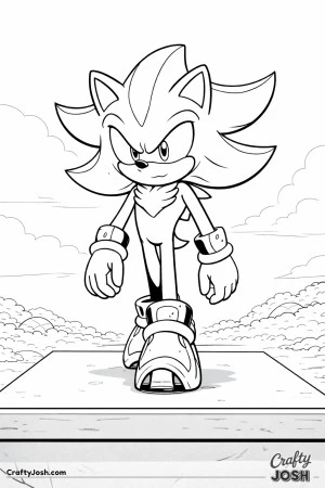 Shadow standing firmly on a flat platform, feet apart and looking forwards