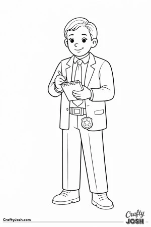 Detective style police officer with notebook