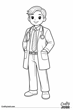 Doctor lab coat hands pockets