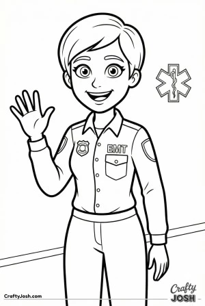 Emt waving coloring page