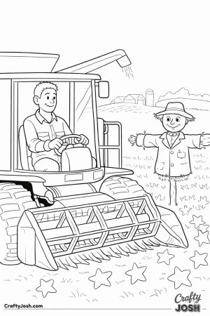 Farmer harvesting machine scarecrow