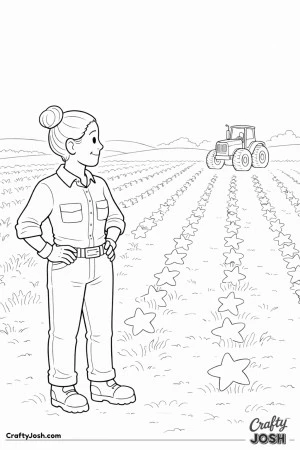 Farmer inspecting harvested field