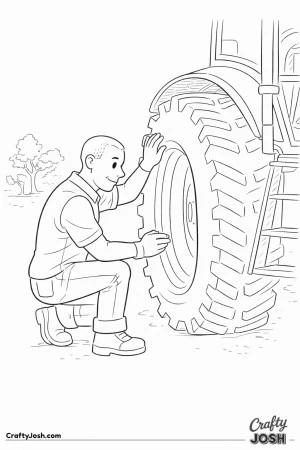Farmer tractor tire check