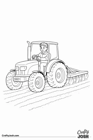 Farmer tractor with plow