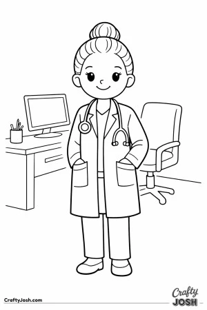 Female doctor high bun stethoscope