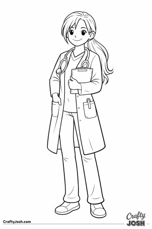 Female doctor long coat ponytail