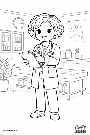 Female doctor short curly hair clinic