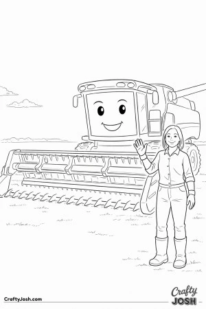 Female farmer smiling combine